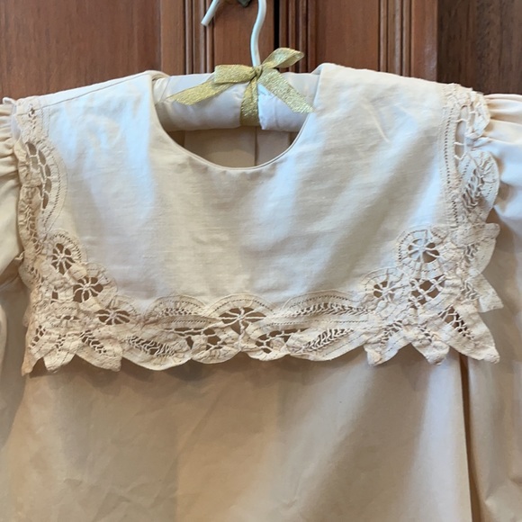 Vintage boutique blouse lace shirt prairie top cream girls size 10 - Picture 5 of 13